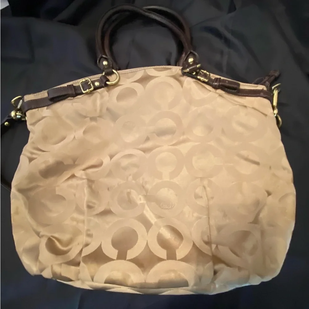 Coach Beige and Brown Signature Satchel - Picture 4 of 13